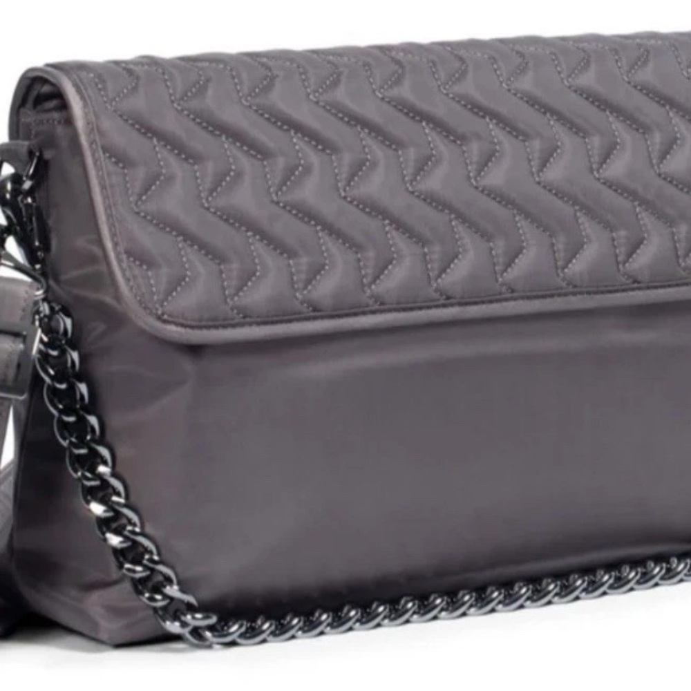 Lug Gray Quilted Satchel with Chain Strap